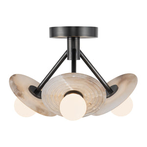 Alora - SF346313UBAR - LED Semi Flush Mount - Dahlia - Urban Bronze/Alabaster