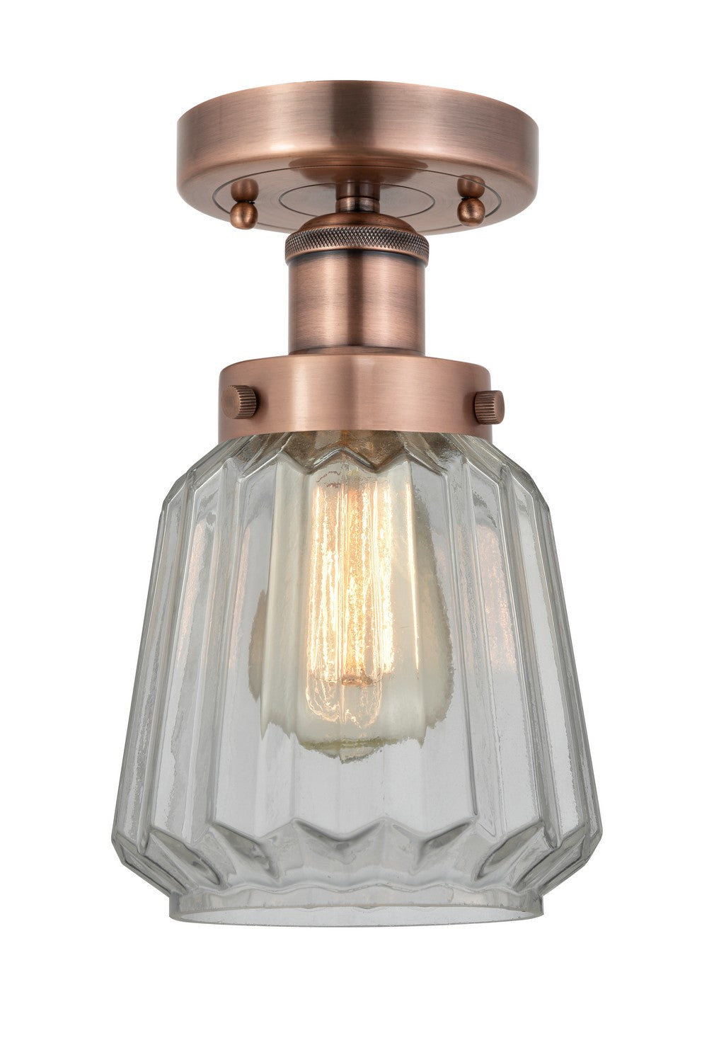 Innovations - 616-1F-AC-G142 - One Light Semi-Flush Mount - Edison - Antique Copper