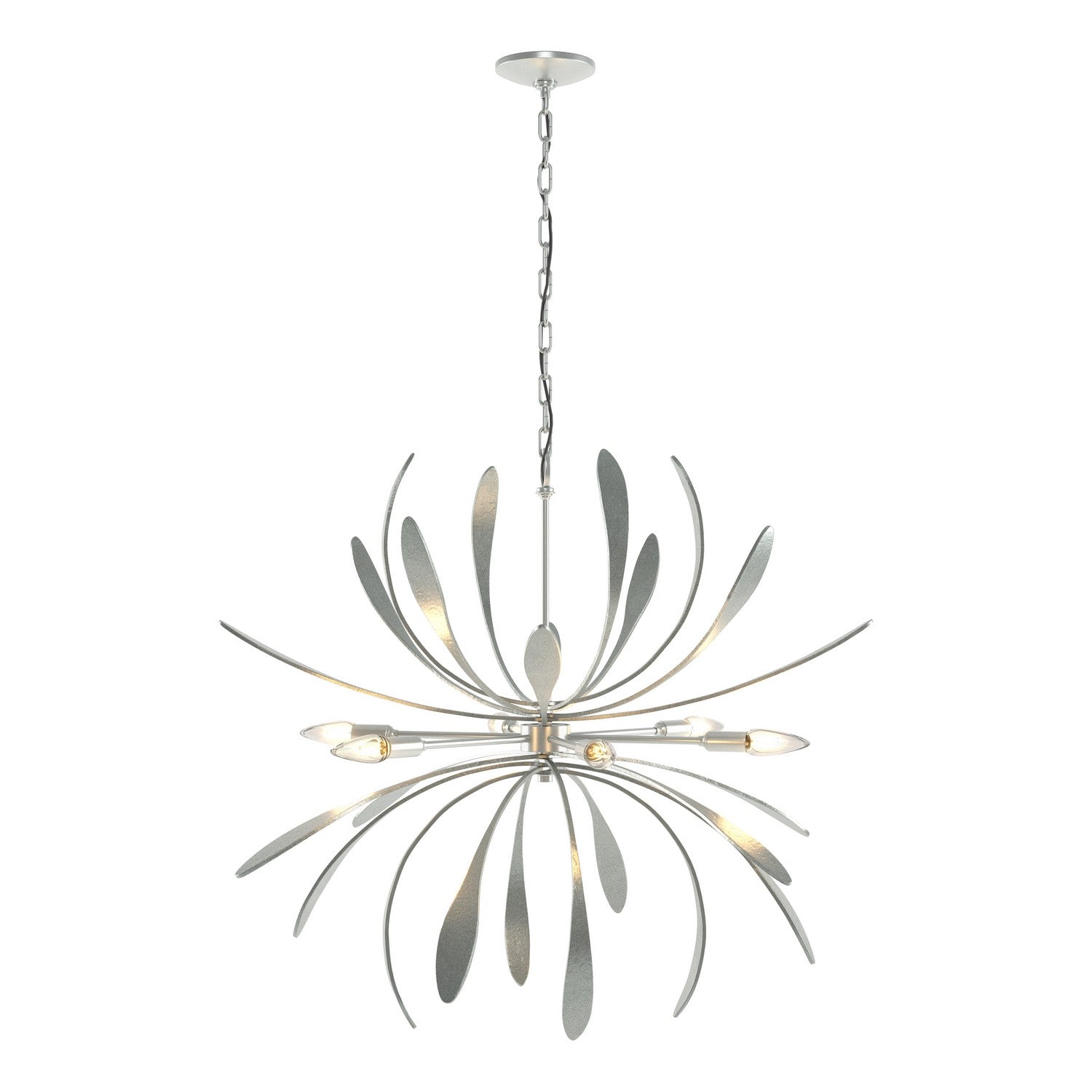 Hubbardton Forge - 104350-SKT-82 - Six Light Chandelier - Dahlia - Vintage Platinum