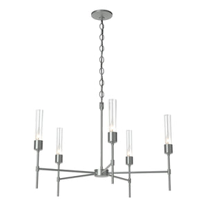 Hubbardton Forge - 105045-SKT-82-ZM0611 - Five Light Chandelier - Vela - Vintage Platinum