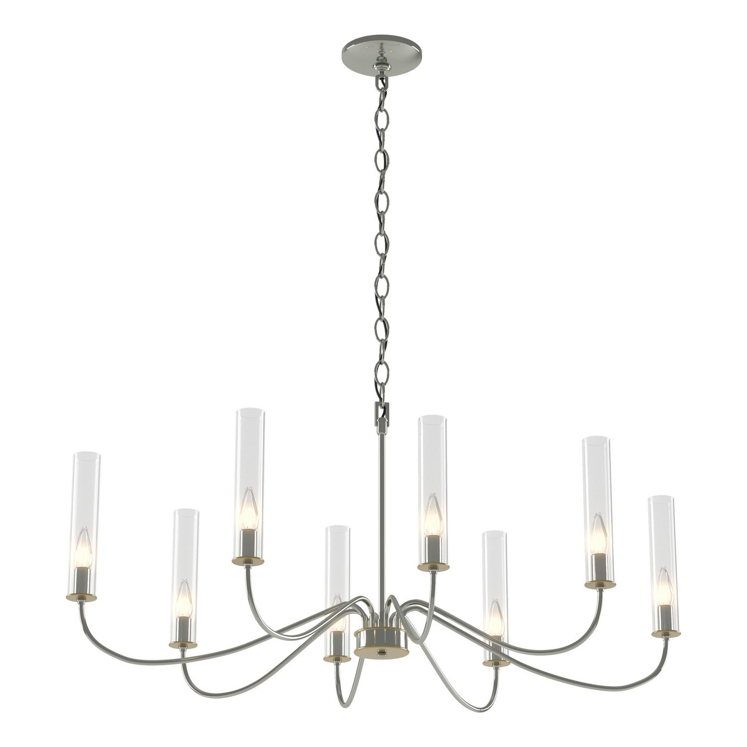 Hubbardton Forge - 105050-SKT-85-BR-ZM0611 - Eight Light Chandelier - Grace - Sterling