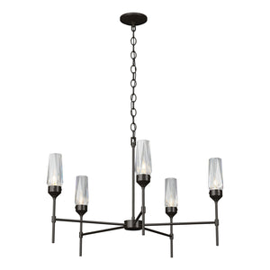 Hubbardton Forge - 105060-SKT-14-CR - Five Light Chandelier - Luma - Oil Rubbed Bronze