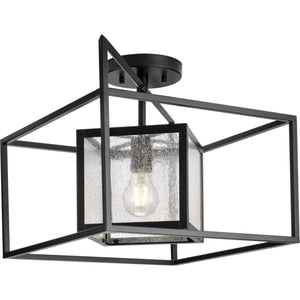 Progress Lighting - P350256-31M - One Light Outdoor Semi Flush Mount - Navarre - Matte Black