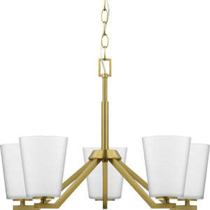 Progress Lighting - P400343-191 - Five Light Chandelier - Vertex - Brushed Gold