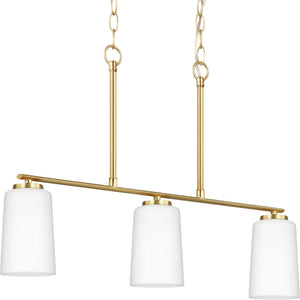 Progress Lighting - P400348-012 - Three Light Linear Chandelier - Adley - Satin Brass