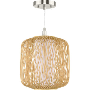 Progress Lighting - P500395-201 - One Light Mini Pendant - Cordova - Natural Rattan