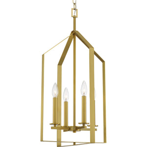 Progress Lighting - P500432-191 - Four Light Foyer Pendant - Vertex - Brushed Gold