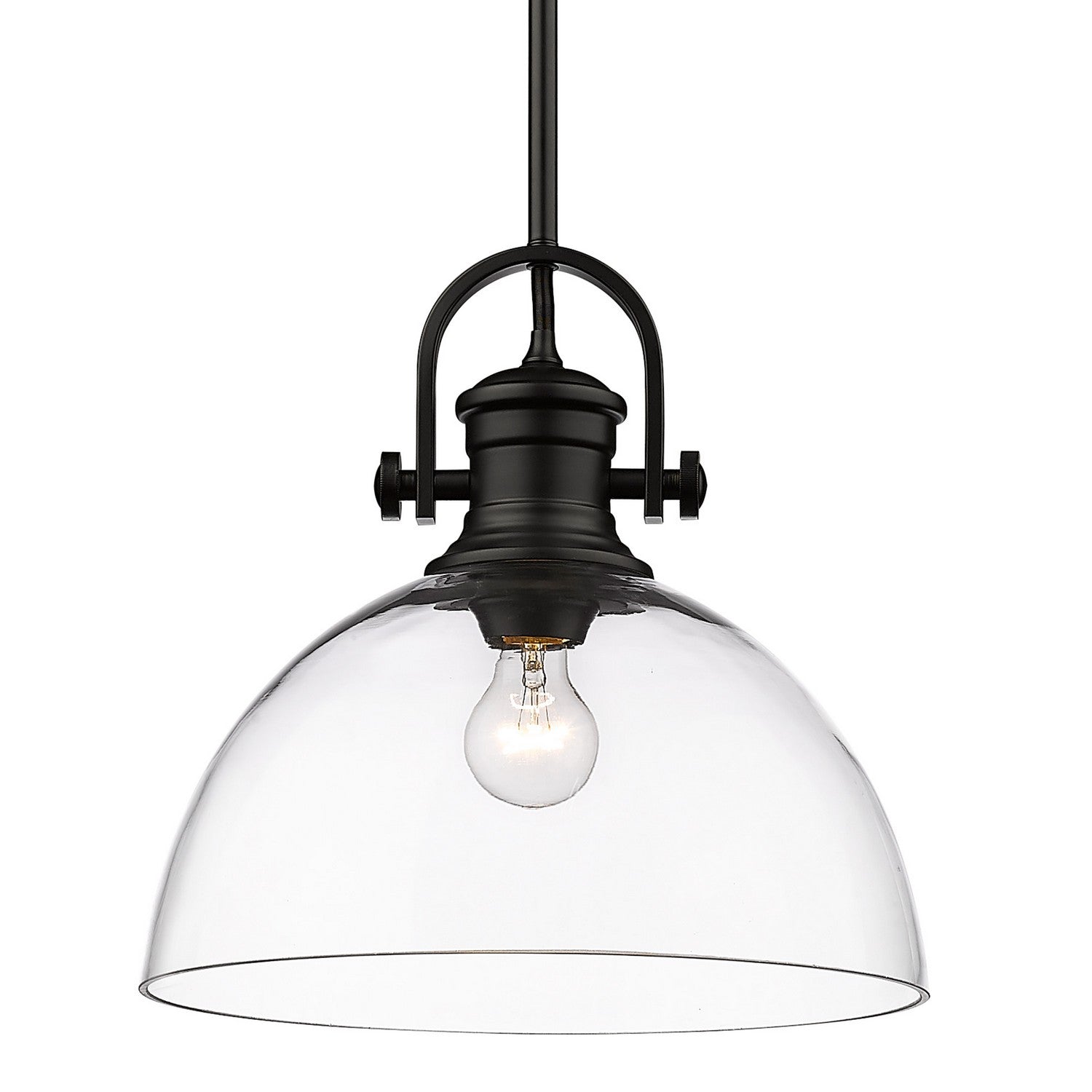 Golden - 3118-L BLK-CLR - One Light Pendant - Hines - Matte Black