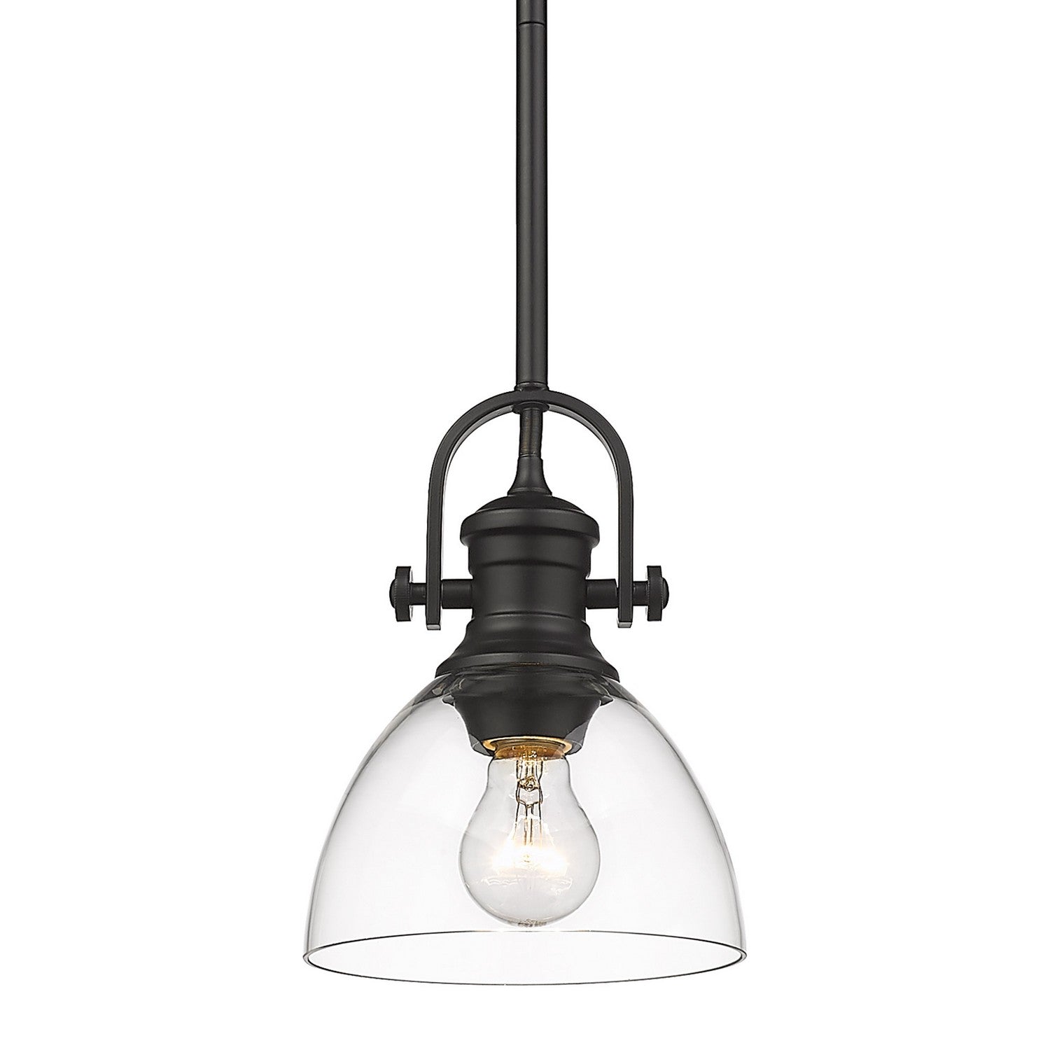 Golden - 3118-M1L BLK-CLR - One Light Mini Pendant - Hines - Matte Black