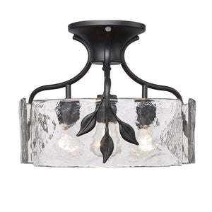 Golden - 3160-SF NB-HWG - Three Light Semi-Flush Mount - Calla - Natural Black