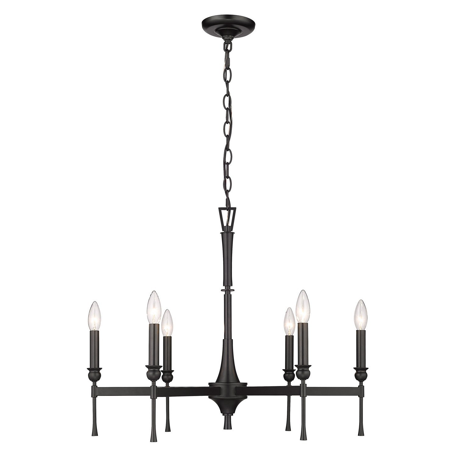 Golden - 3509-6 BLK - Six Light Chandelier - Landon - Matte Black