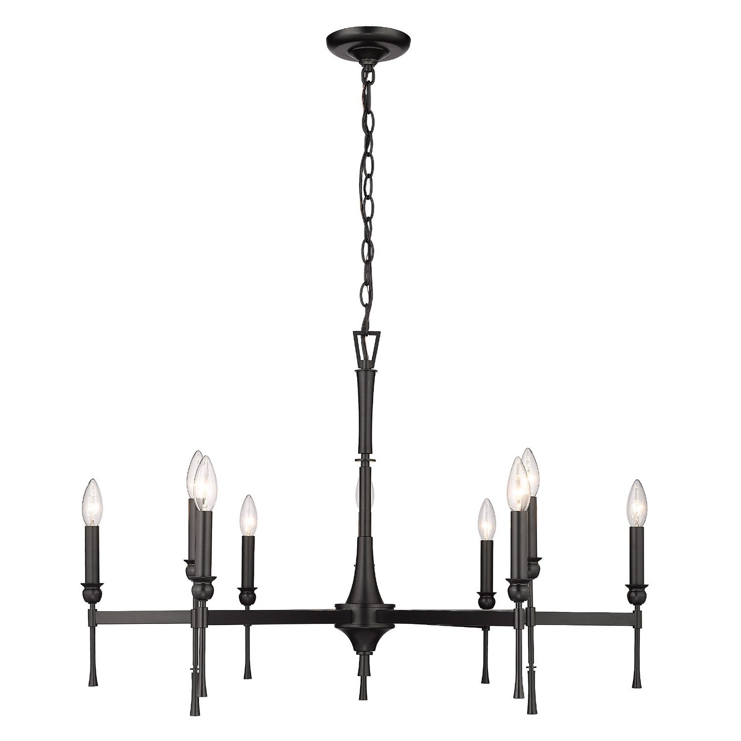 Golden - 3509-9 BLK - Nine Light Chandelier - Landon - Matte Black