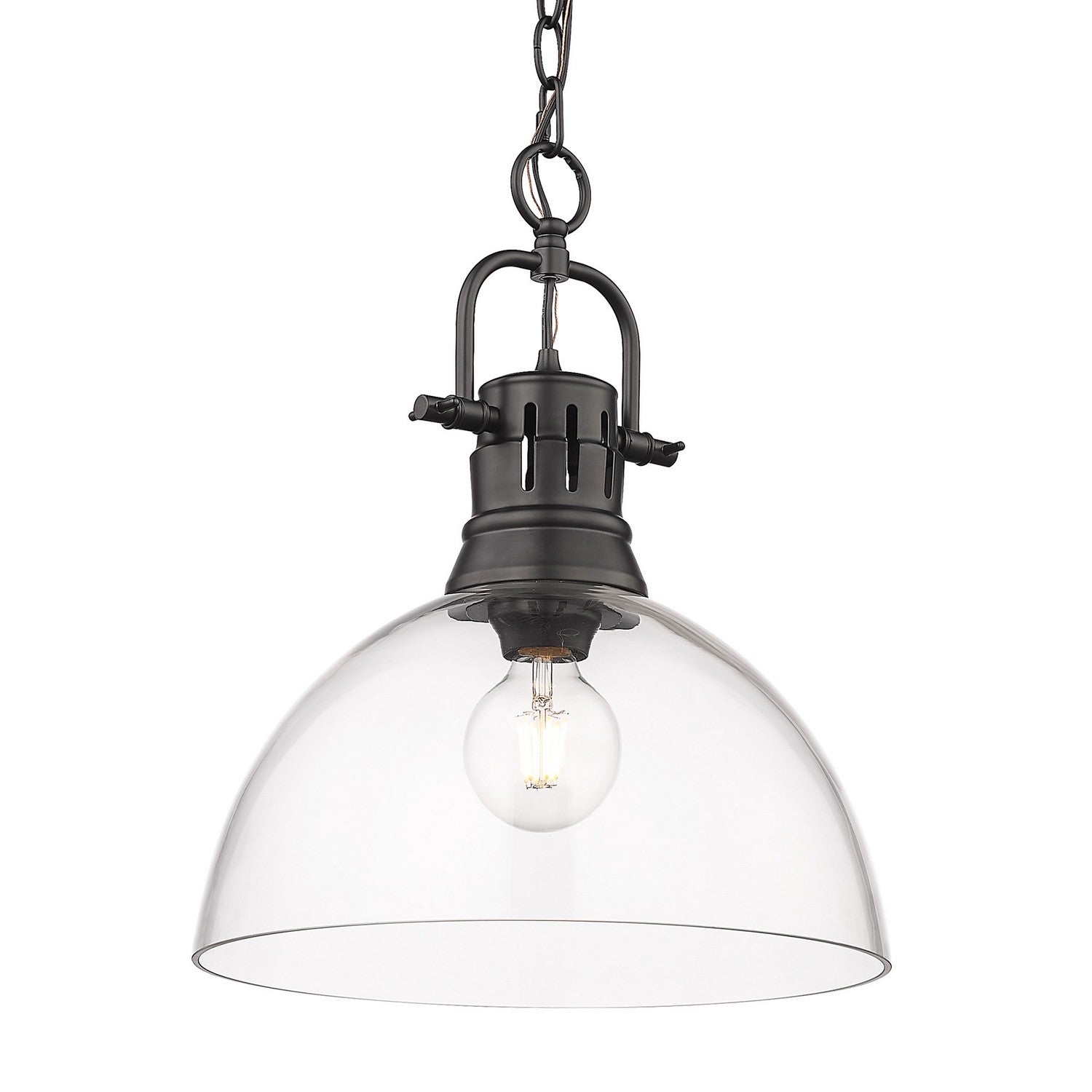 Golden - 3602-L BLK-CLR - One Light Pendant - Duncan BLK - Matte Black