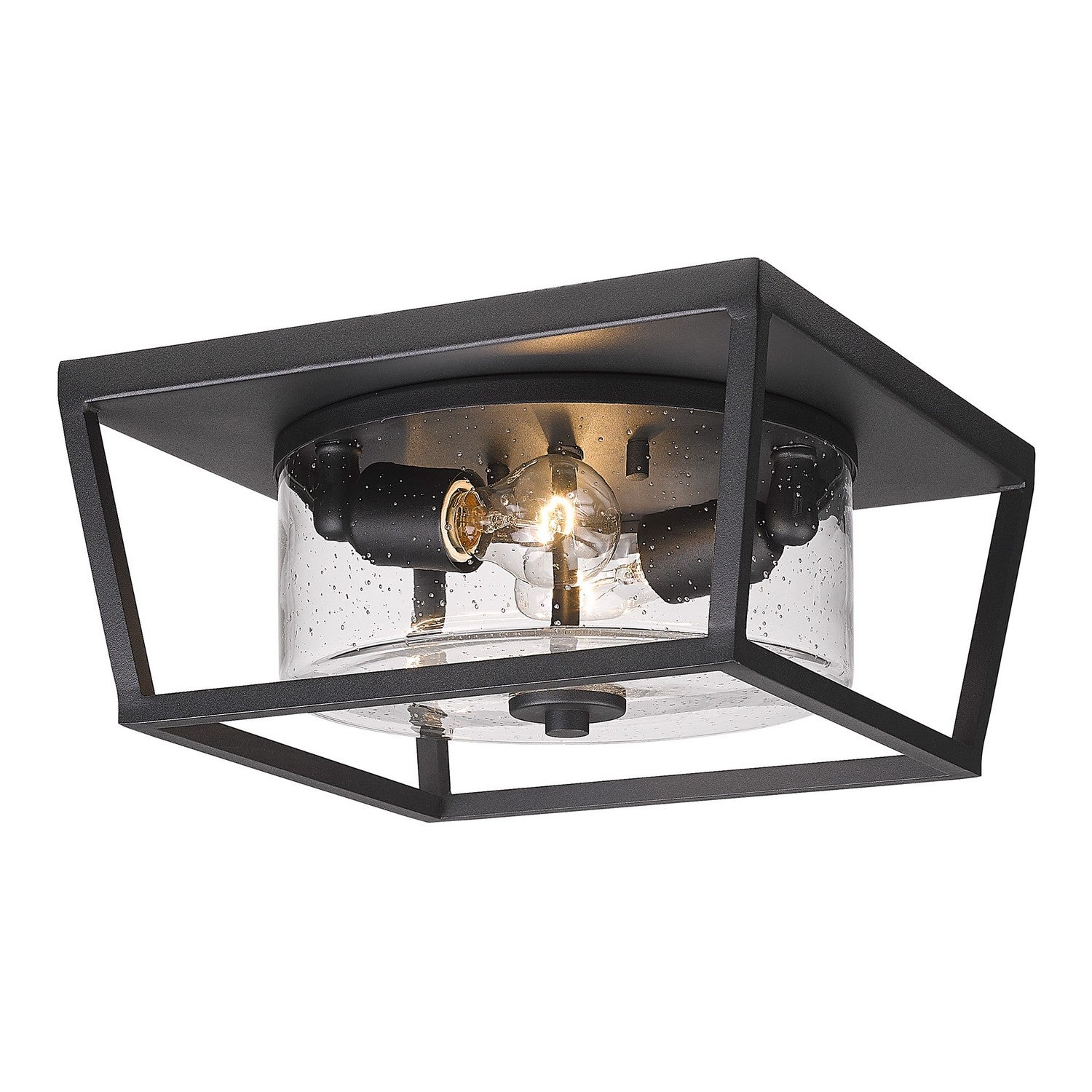 Golden - 4309-OFM NB-SD - Two Light Outdoor Flush Mount - Mercer NB - Natural Black