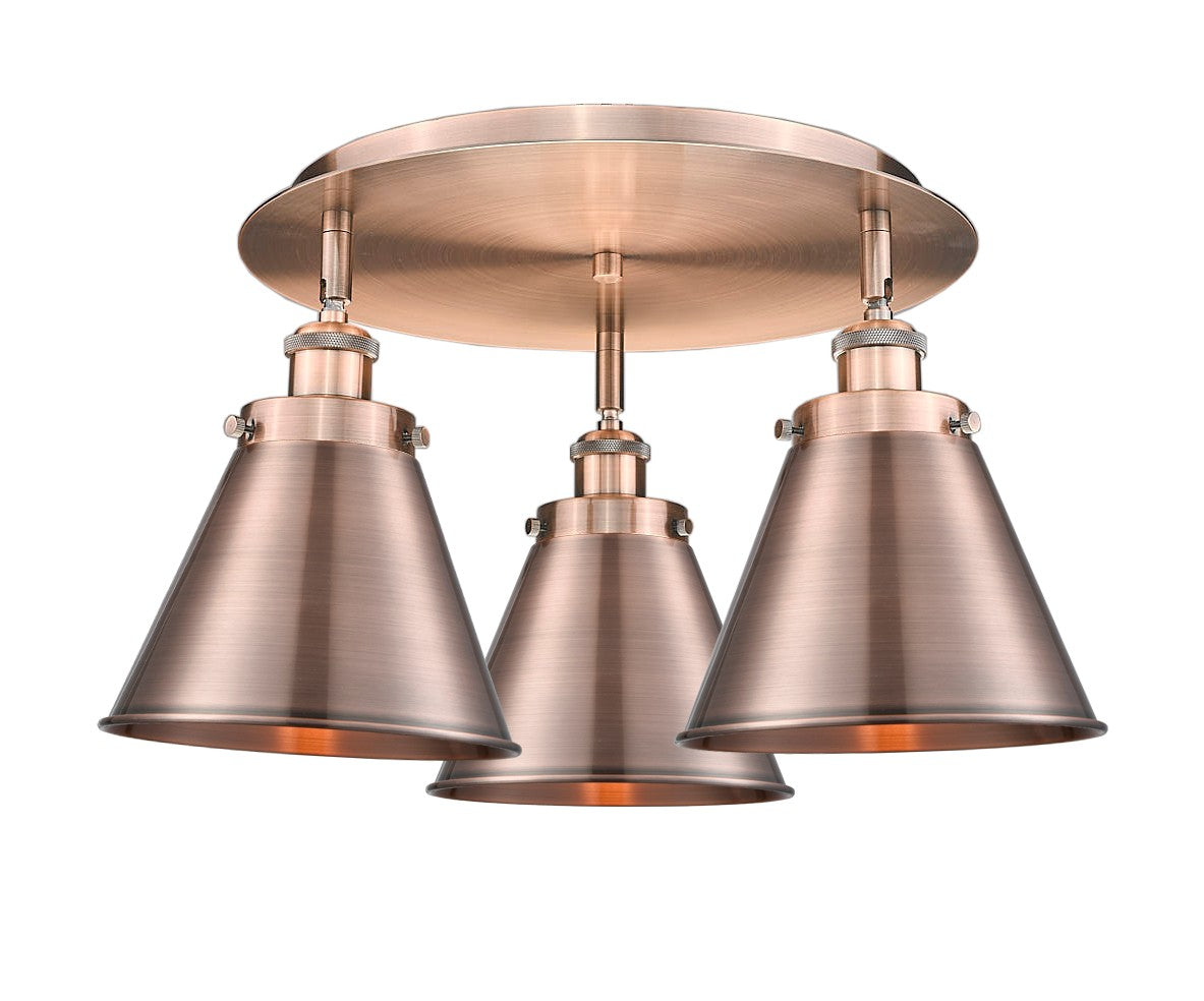 Innovations - 916-3C-AC-M13-AC - Three Light Flush Mount - Downtown Urban - Antique Copper