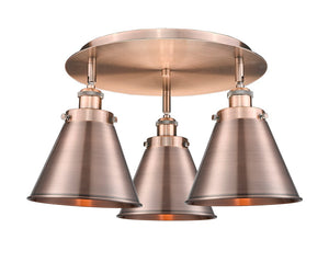 Innovations - 916-3C-AC-M13-AC - Three Light Flush Mount - Downtown Urban - Antique Copper