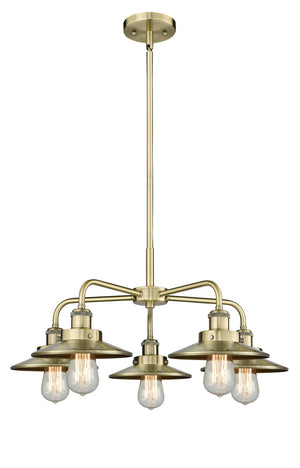 Innovations - 916-5CR-AB-M4-AB - Five Light Chandelier - Ballston Urban - Antique Brass