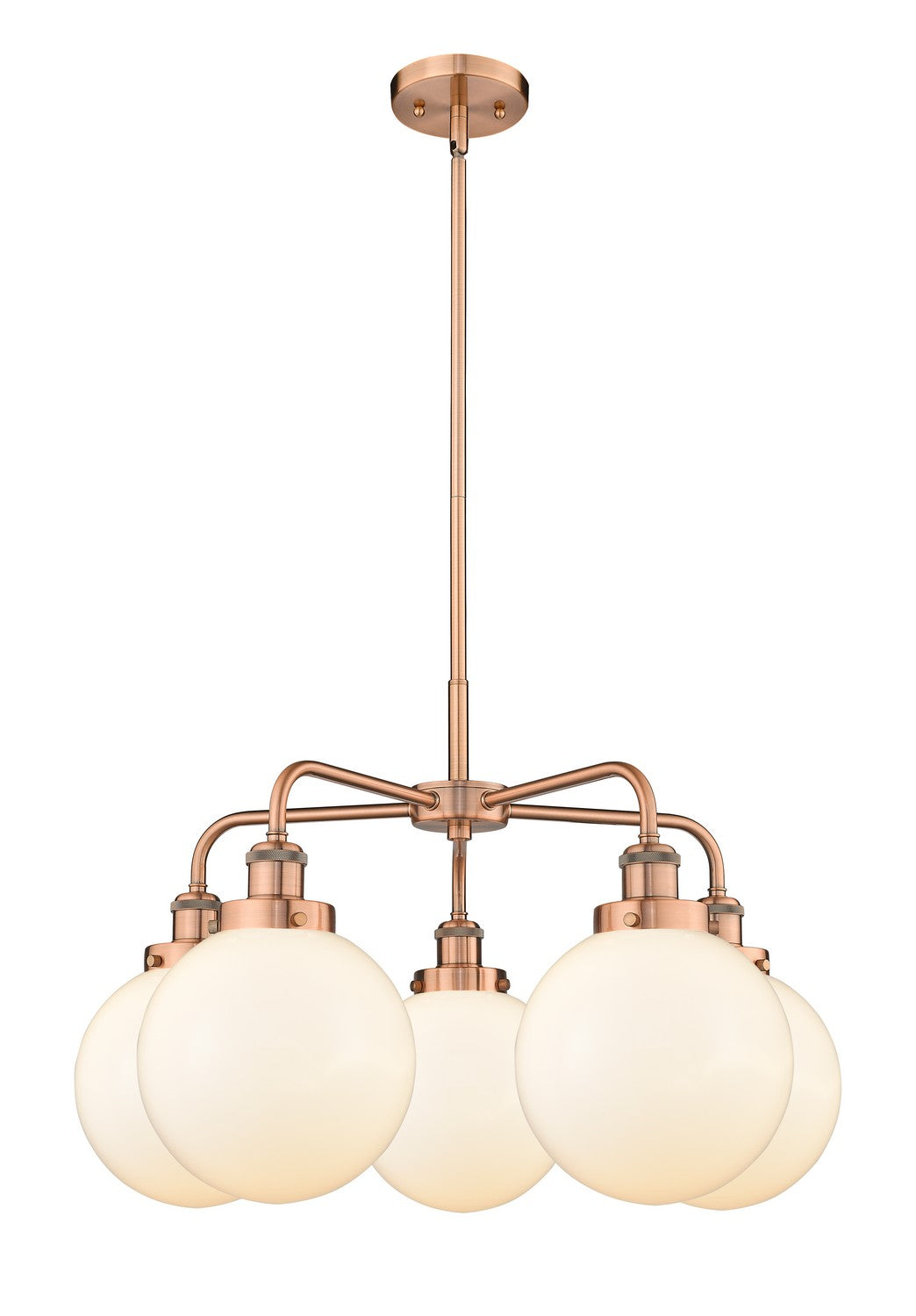 Innovations - 916-5CR-AC-G201-8 - Five Light Chandelier - Ballston Urban - Antique Copper