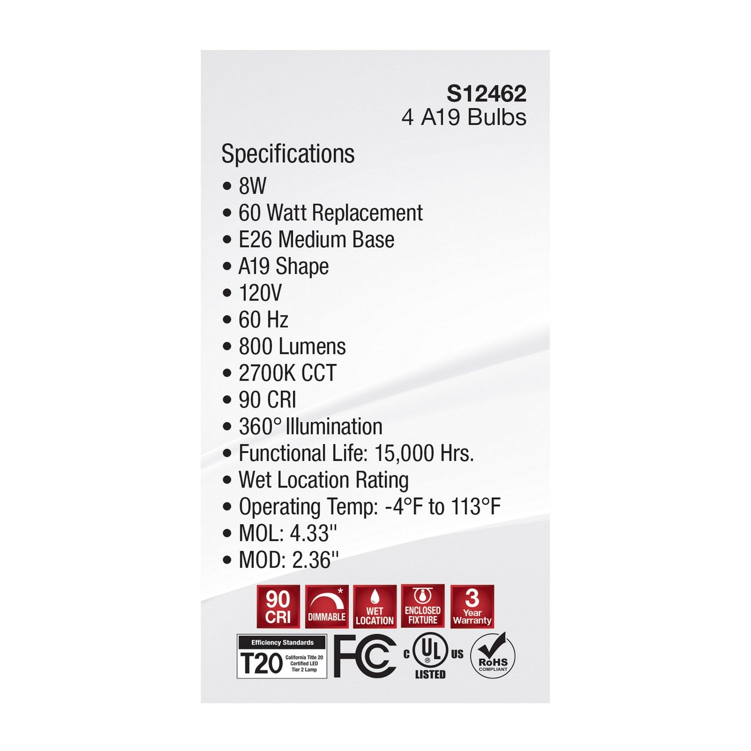 Satco - S12462 - Light Bulb - Clear