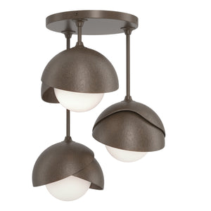 Hubbardton Forge - 121374-SKT-05-05-GG0711 - Three Light Semi-Flush Mount - Brooklyn - Bronze