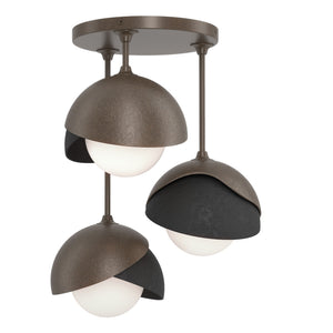 Hubbardton Forge - 121374-SKT-05-10-GG0711 - Three Light Semi-Flush Mount - Brooklyn - Bronze