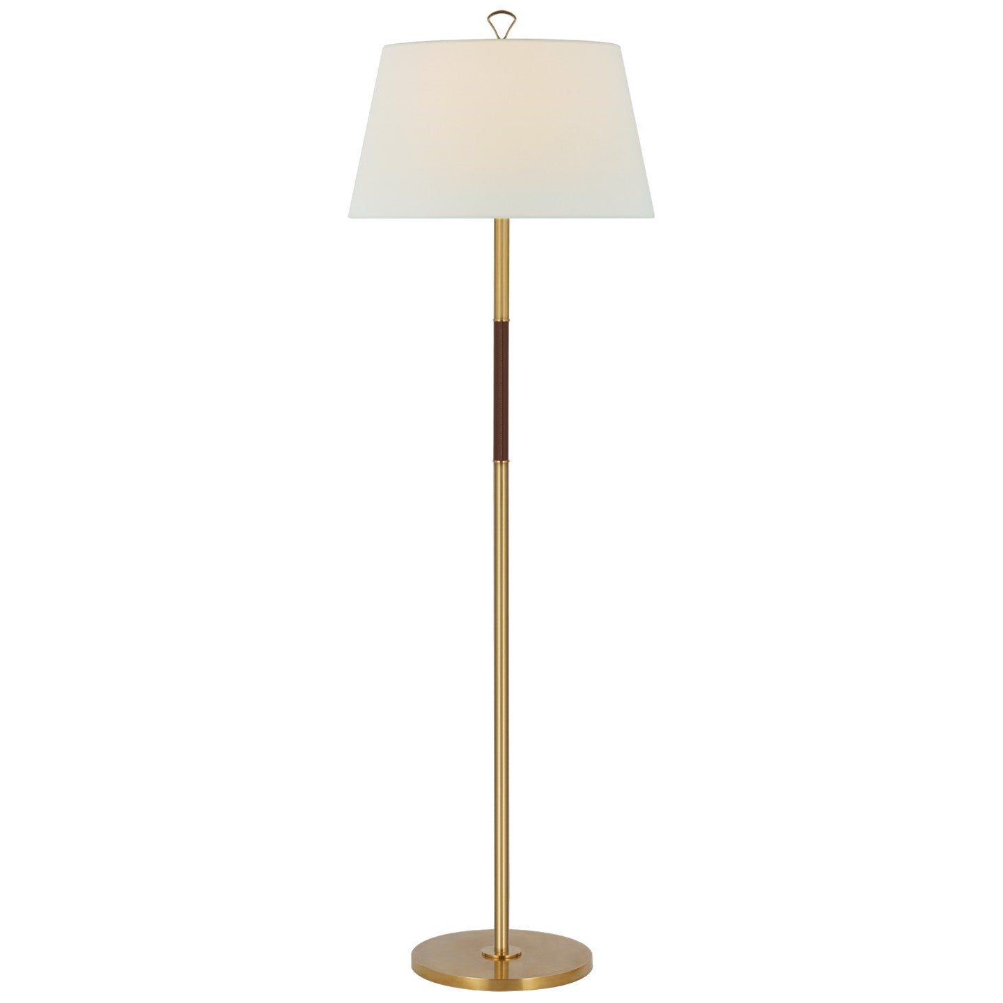 Visual Comfort Signature - AL 1000HAB/SDL-L - LED Floor Lamp - Griffin - Hand-Rubbed Antique Brass and Saddle Leather