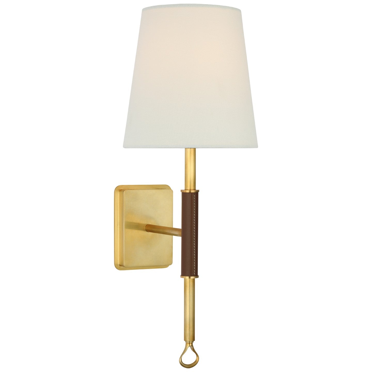 Visual Comfort Signature - AL 2005HAB/SDL-L - LED Wall Sconce - Griffin - Hand-Rubbed Antique Brass and Saddle Leather