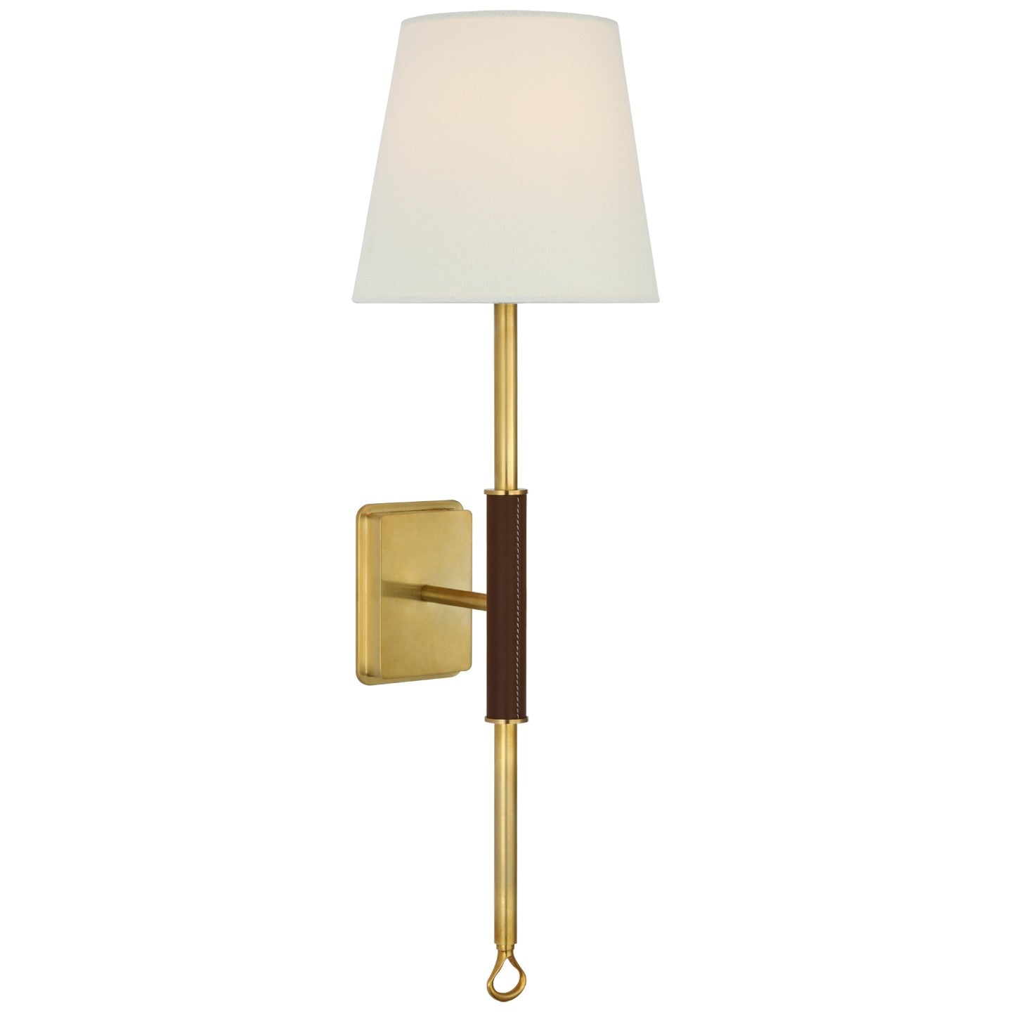 Visual Comfort Signature - AL 2006HAB/SDL-L - LED Wall Sconce - Griffin - Hand-Rubbed Antique Brass and Saddle Leather