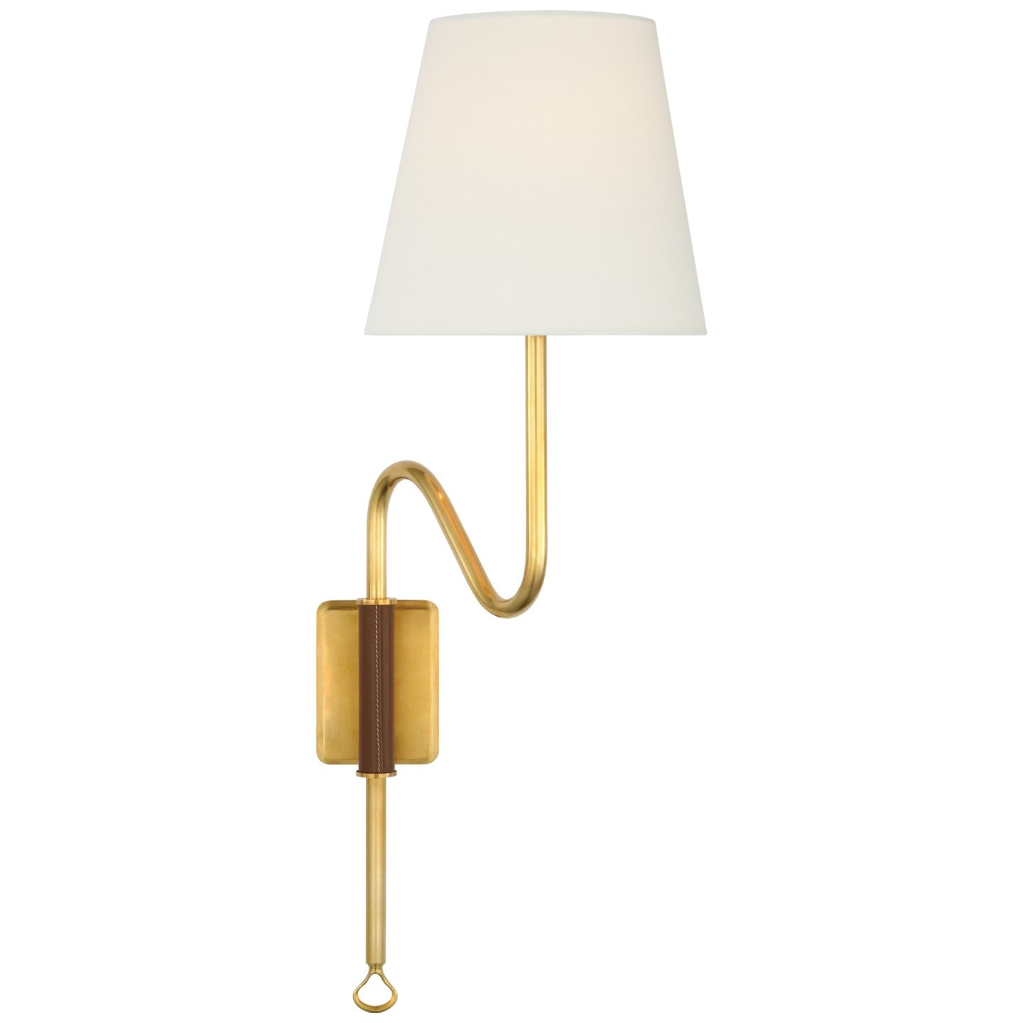 Visual Comfort Signature - AL 2008HAB/SDL-L - LED Wall Sconce - Griffin - Hand-Rubbed Antique Brass and Saddle Leather