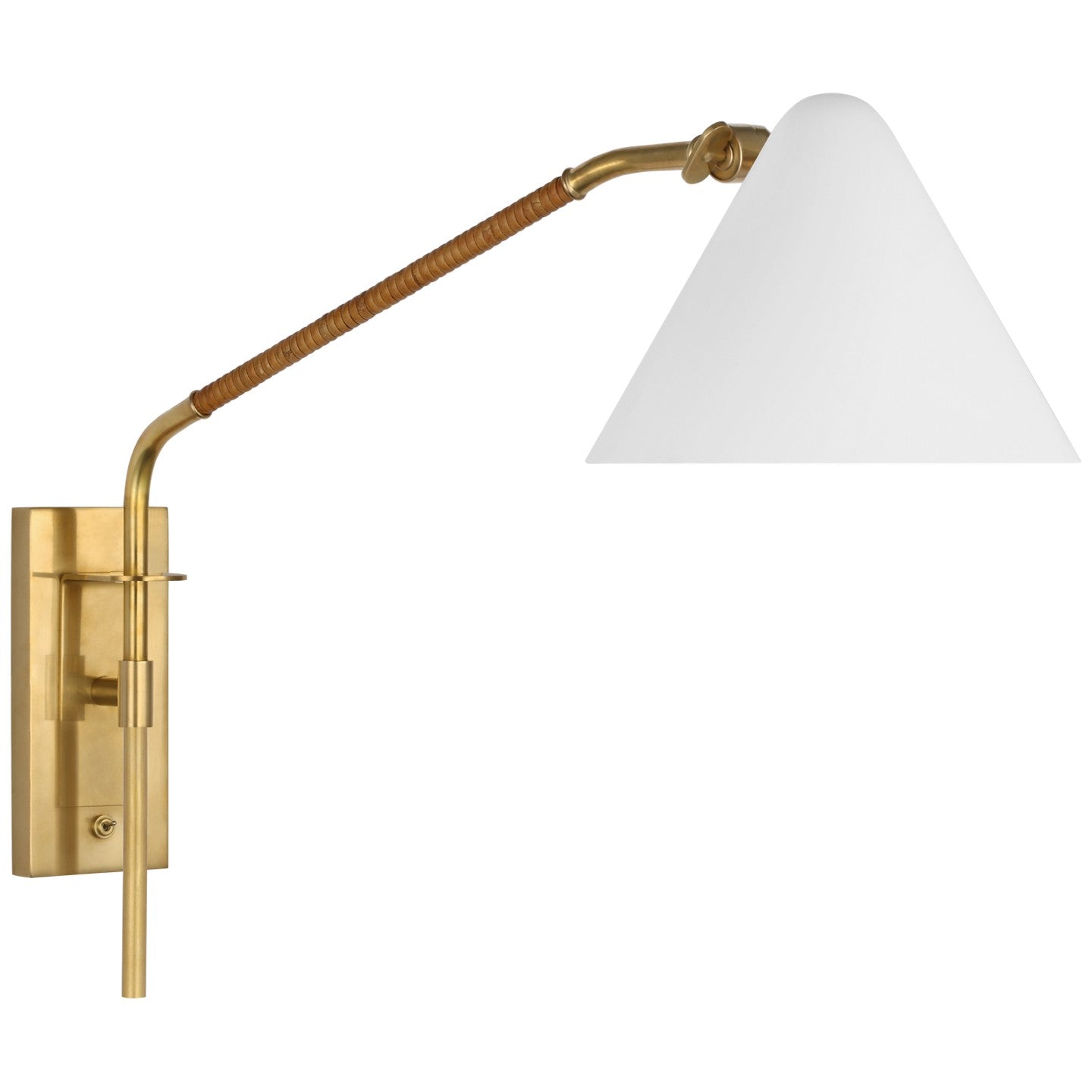 Visual Comfort Signature - AL 2020HAB/NRT-WHT - LED Wall Sconce - Laken - Hand-Rubbed Antique Brass and Natural Rattan