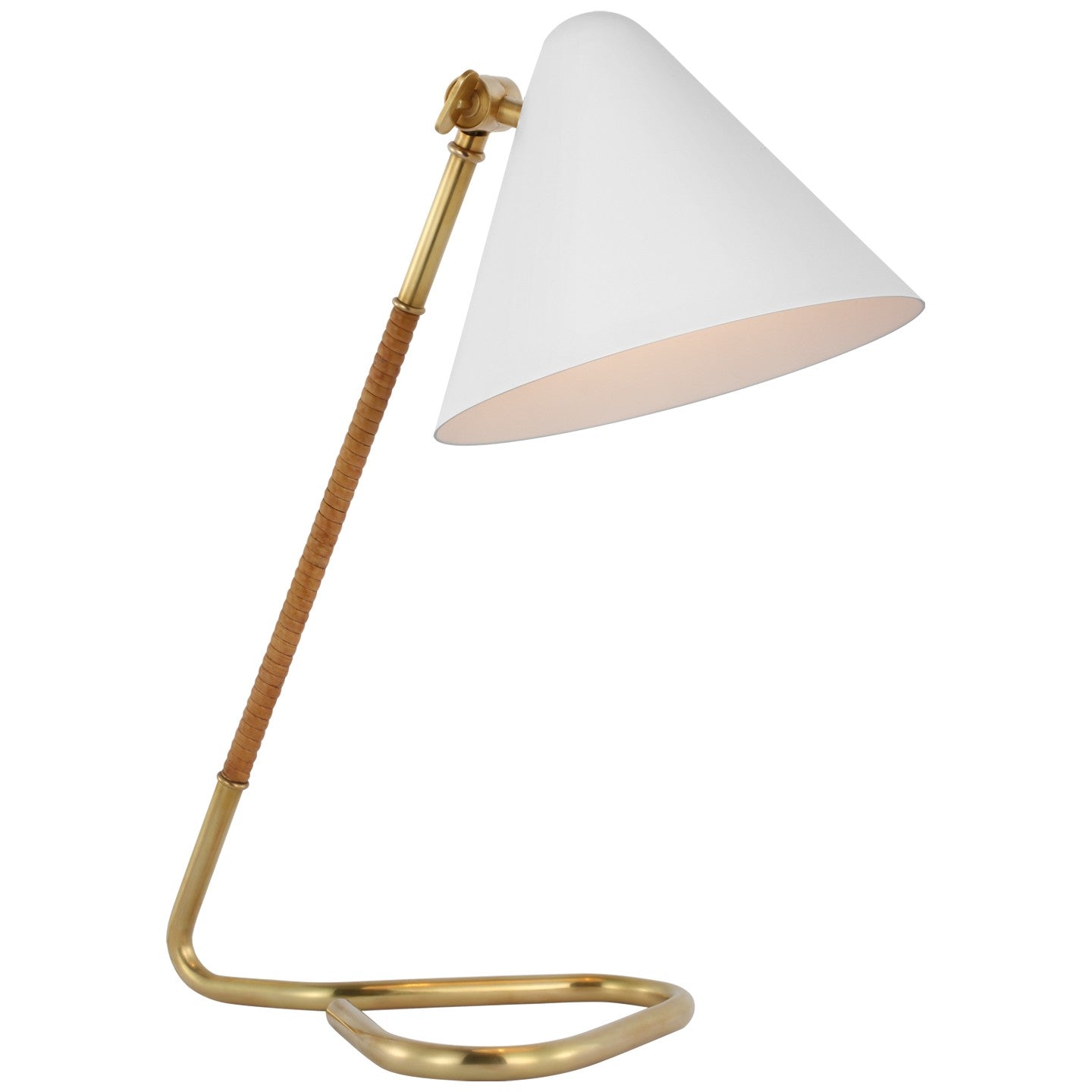 Visual Comfort Signature - AL 3020HAB/NRT-WHT - LED Desk Lamp - Laken - Hand-Rubbed Antique Brass and Natural Rattan