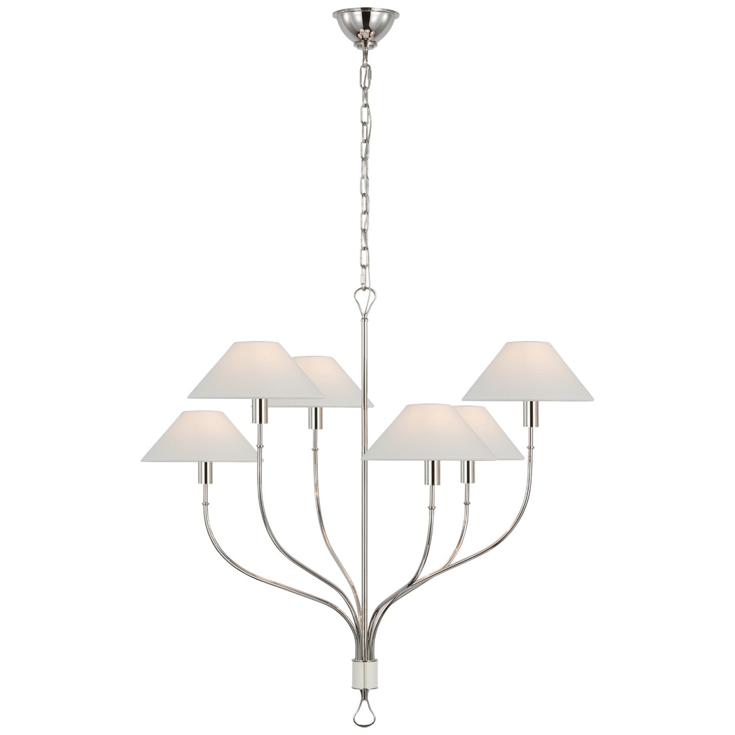 Visual Comfort Signature - AL 5002PN/PAR-L - LED Chandelier - Griffin - Polished Nickel and Parchment Leather