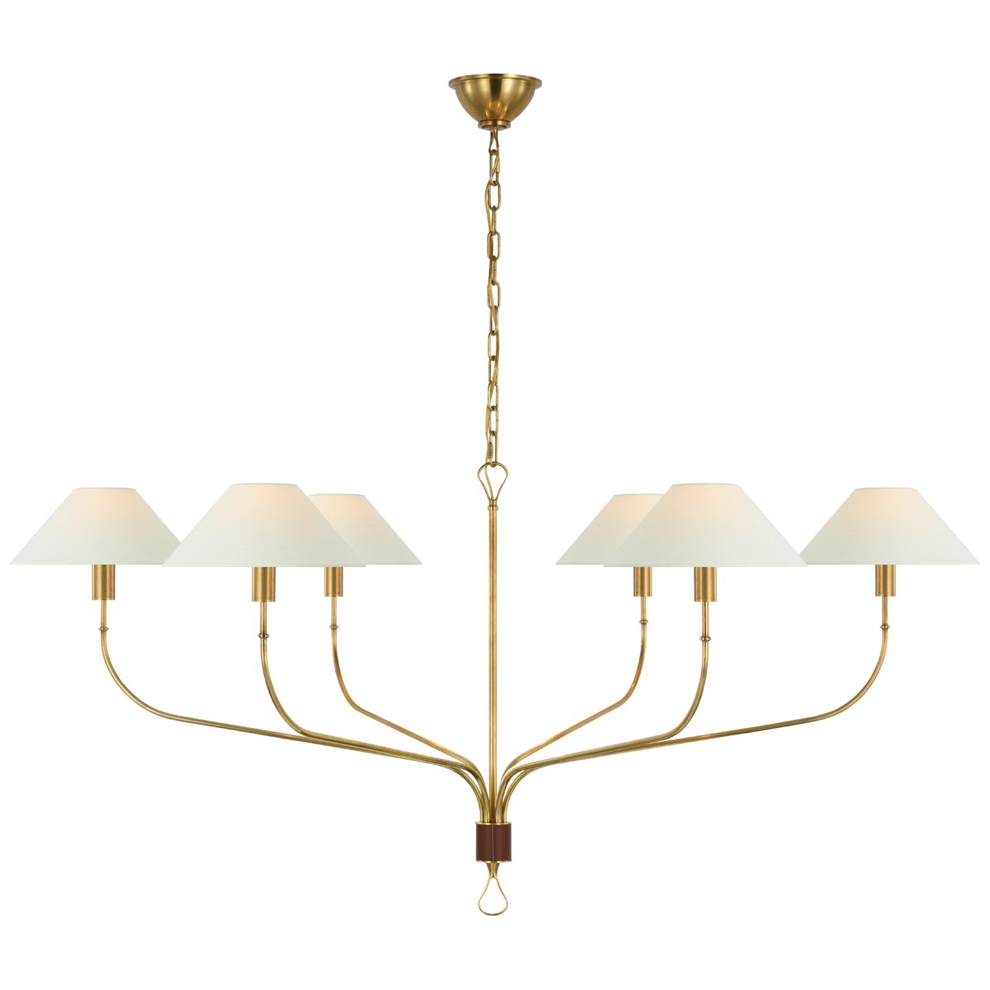 Visual Comfort Signature - AL 5005HAB/SDL-L - LED Chandelier - Griffin - Hand-Rubbed Antique Brass and Saddle Leather