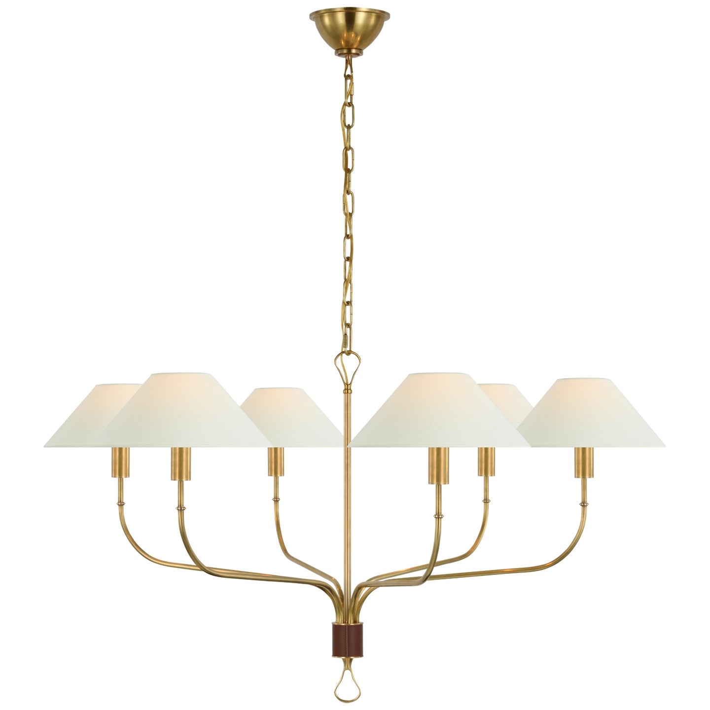 Visual Comfort Signature - AL 5006HAB/SDL-L - LED Chandelier - Griffin - Hand-Rubbed Antique Brass and Saddle Leather