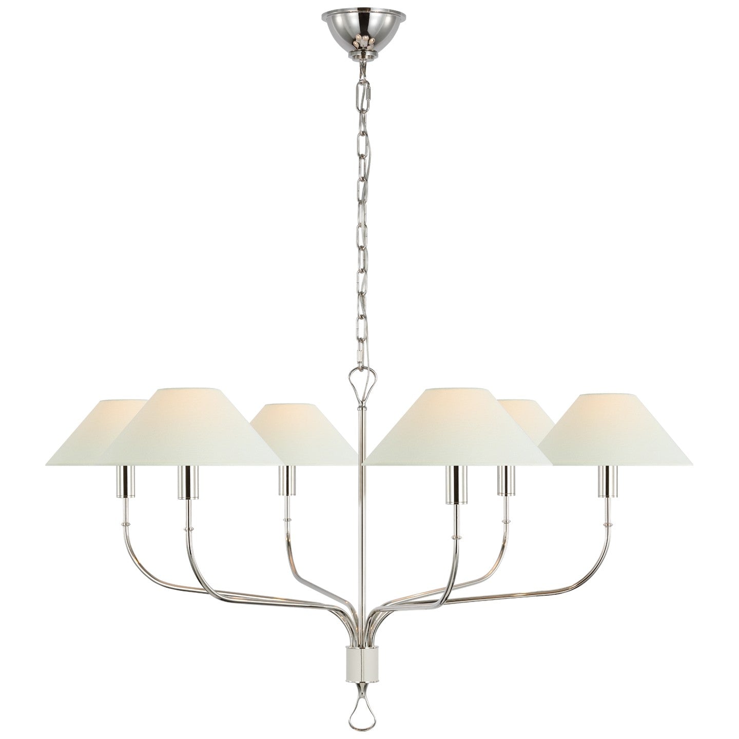 Visual Comfort Signature - AL 5006PN/PAR-L - LED Chandelier - Griffin - Polished Nickel and Parchment Leather