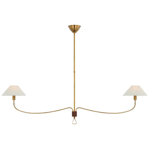 Visual Comfort Signature - AL 5010HAB/SDL-L - LED Chandelier - Griffin - Hand-Rubbed Antique Brass and Saddle Leather