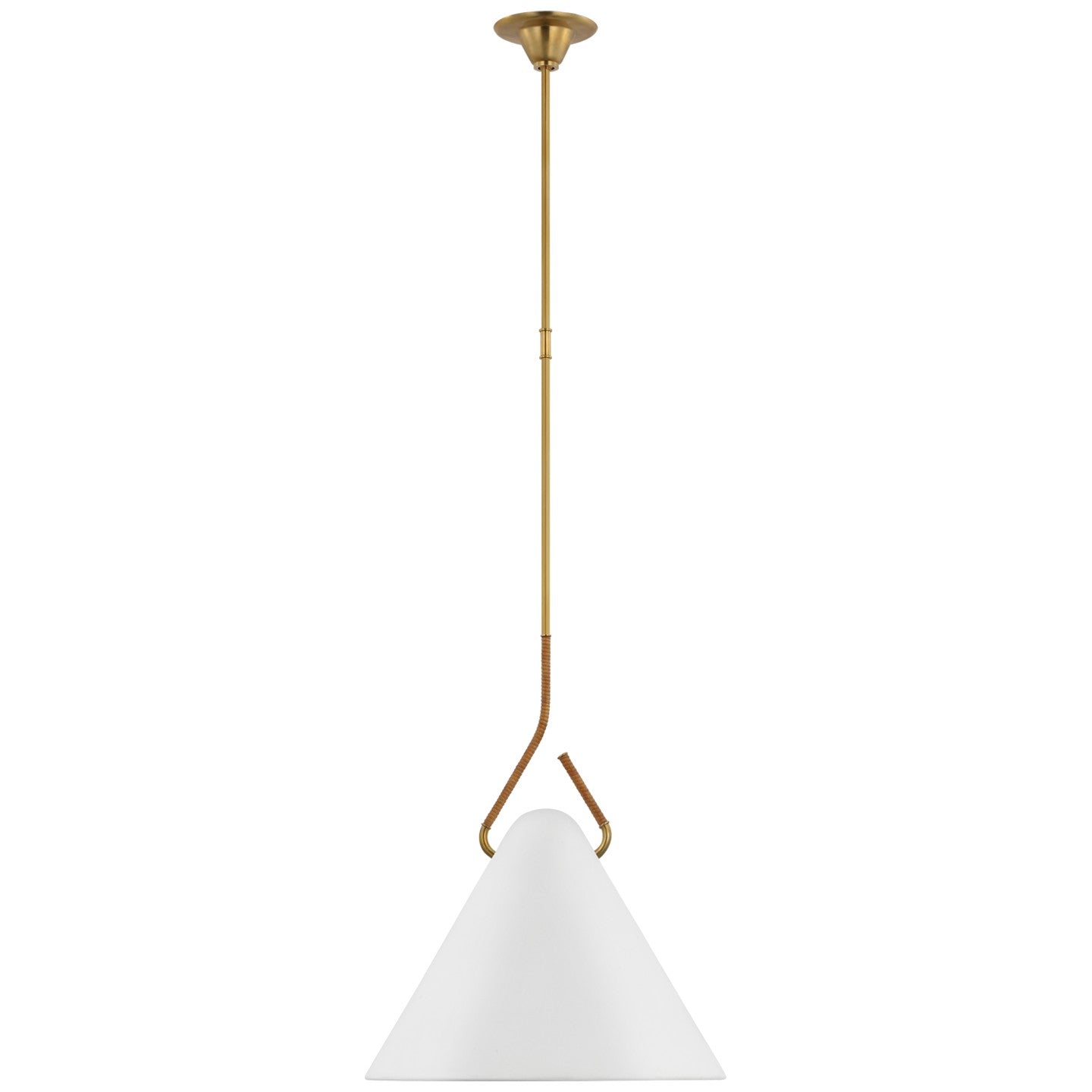 Visual Comfort Signature - AL 5020HAB/NRT-WHT - LED Pendant - Laken - Hand-Rubbed Antique Brass and Natural Rattan