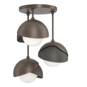 Hubbardton Forge - 121374-SKT-05-20-GG0711 - Three Light Semi-Flush Mount - Brooklyn - Bronze