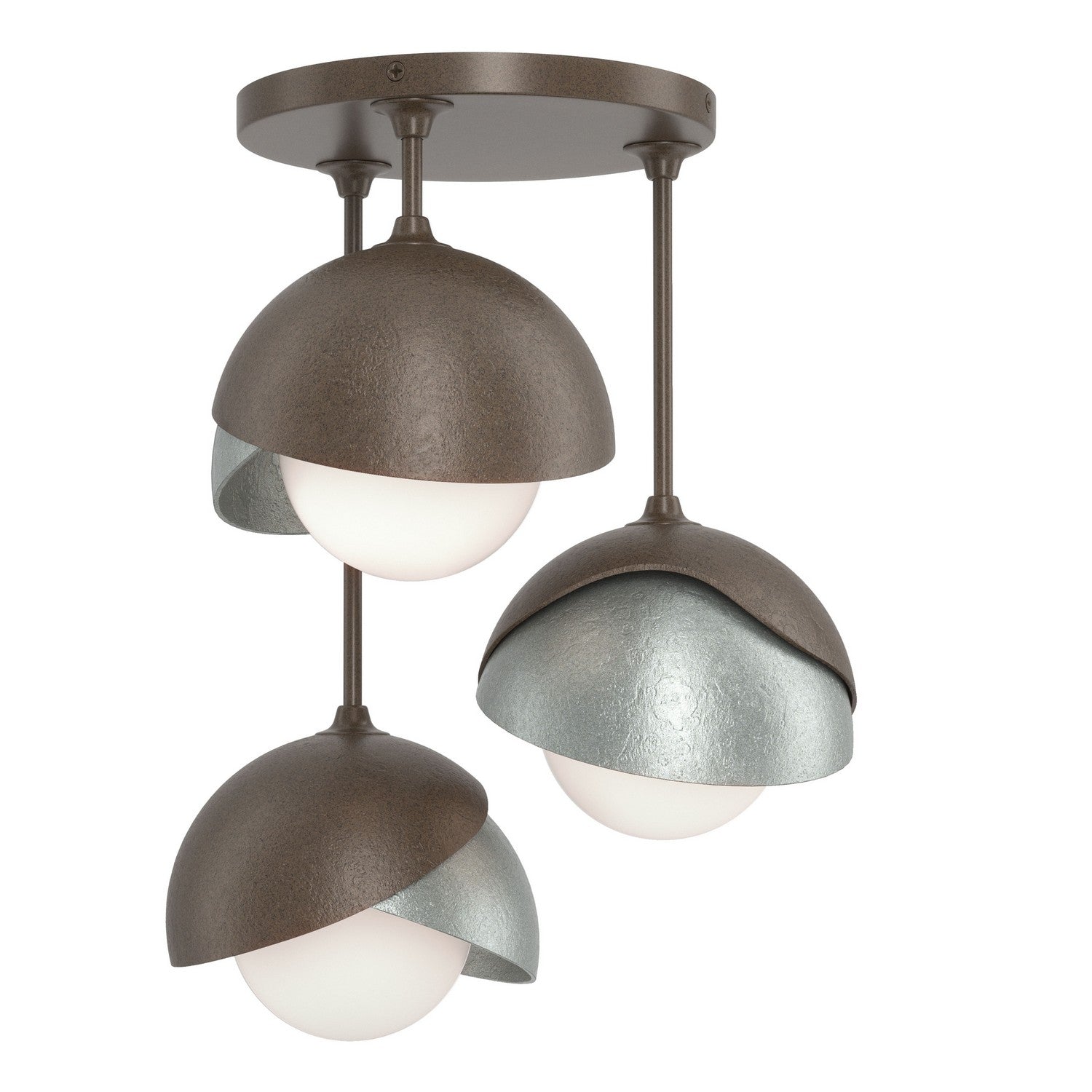 Hubbardton Forge - 121374-SKT-05-82-GG0711 - Three Light Semi-Flush Mount - Brooklyn - Bronze