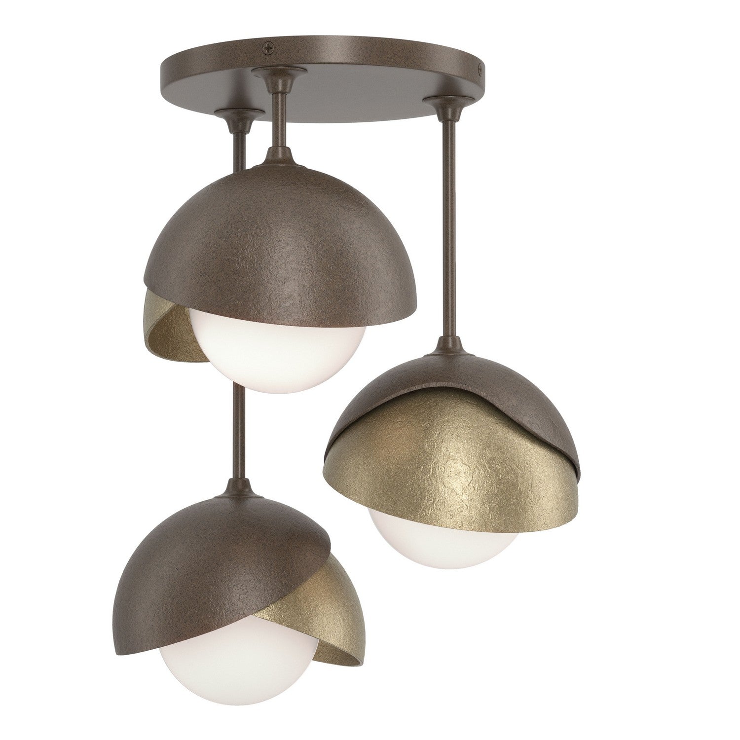 Hubbardton Forge - 121374-SKT-05-84-GG0711 - Three Light Semi-Flush Mount - Brooklyn - Bronze