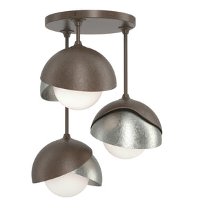 Hubbardton Forge - 121374-SKT-05-85-GG0711 - Three Light Semi-Flush Mount - Brooklyn - Bronze