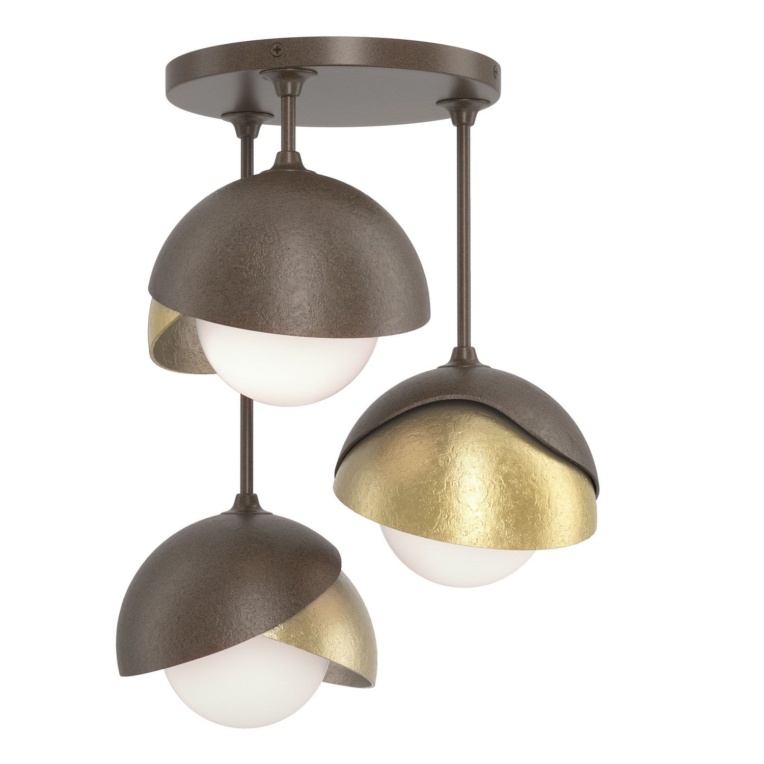 Hubbardton Forge - 121374-SKT-05-86-GG0711 - Three Light Semi-Flush Mount - Brooklyn - Bronze