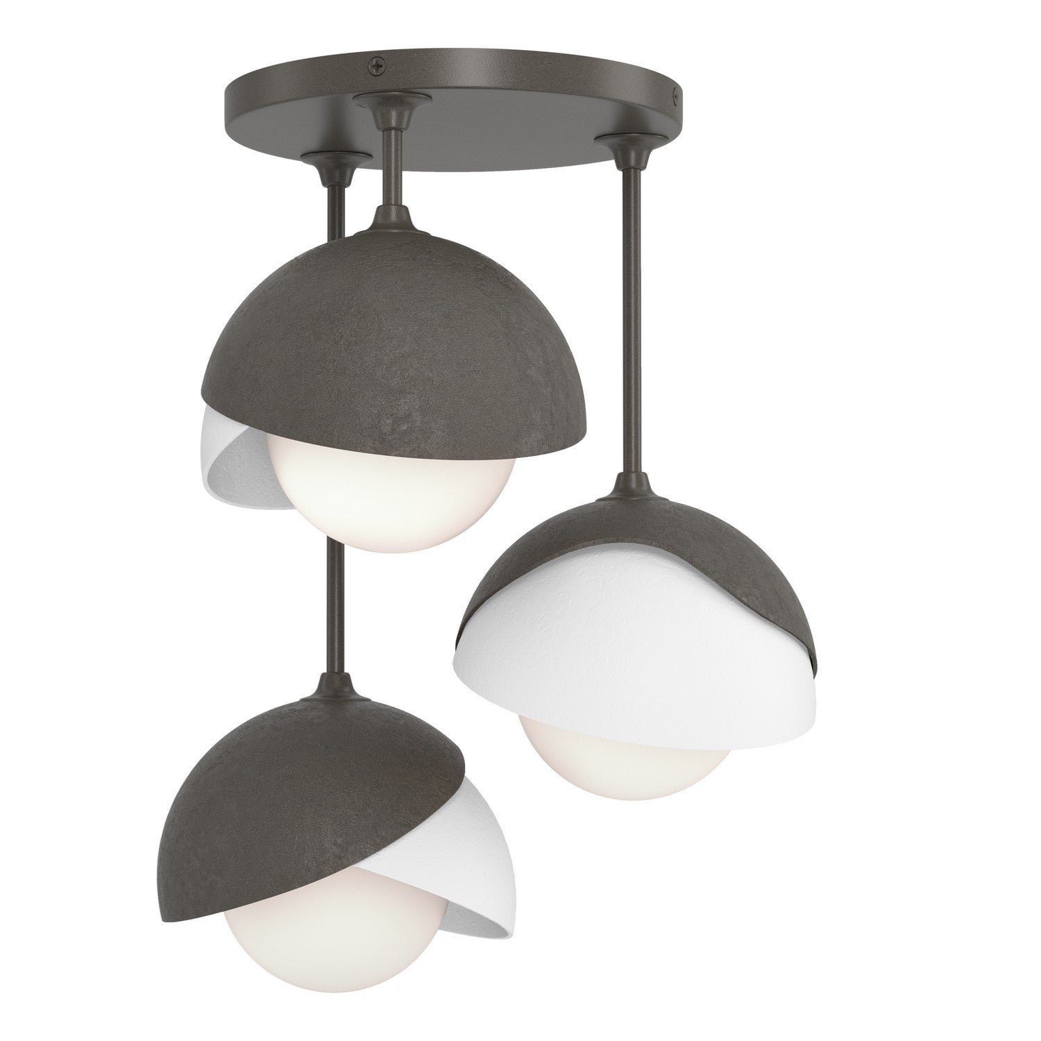 Hubbardton Forge - 121374-SKT-07-02-GG0711 - Three Light Semi-Flush Mount - Brooklyn - Dark Smoke