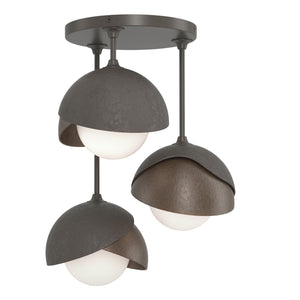 Hubbardton Forge - 121374-SKT-07-05-GG0711 - Three Light Semi-Flush Mount - Brooklyn - Dark Smoke