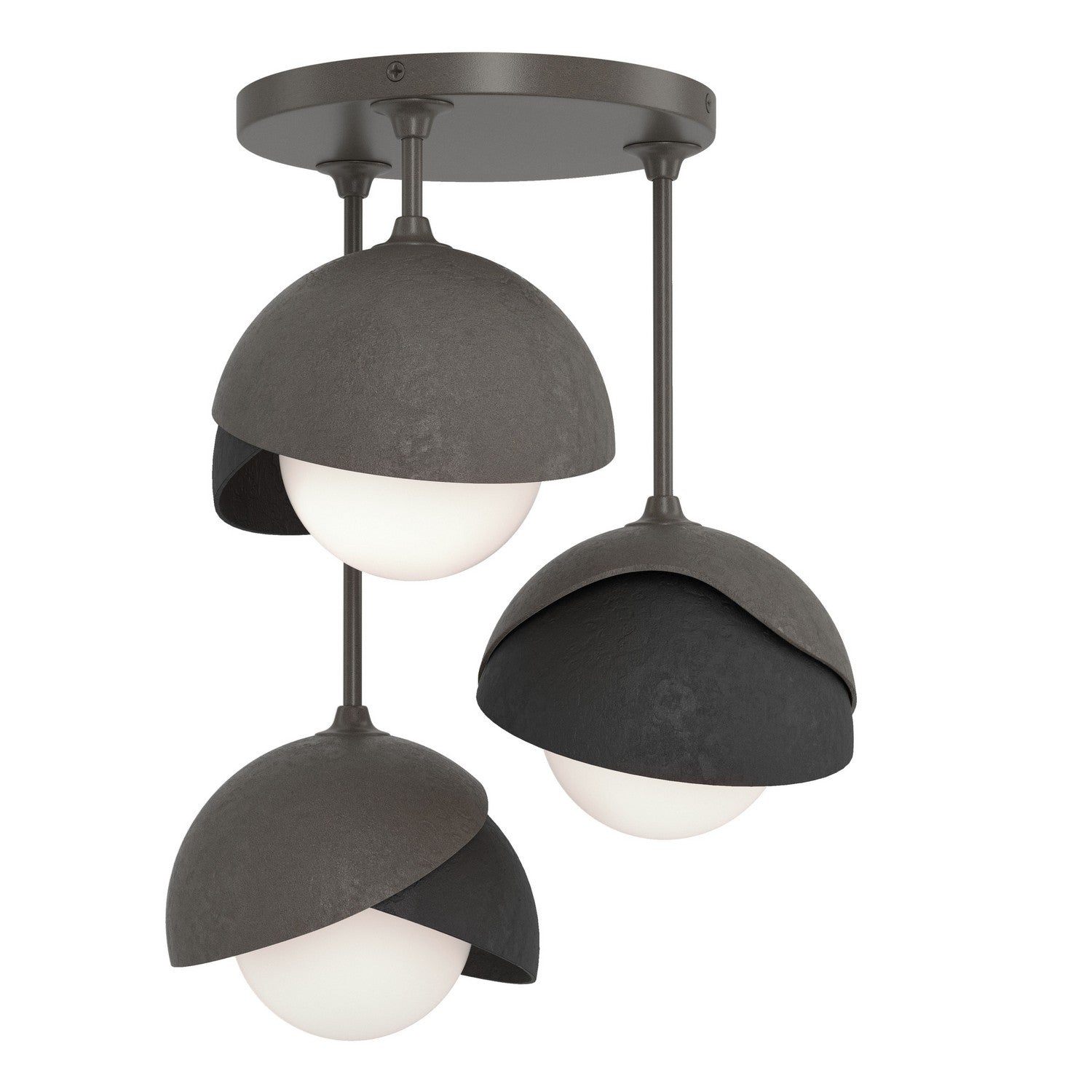 Hubbardton Forge - 121374-SKT-07-10-GG0711 - Three Light Semi-Flush Mount - Brooklyn - Dark Smoke