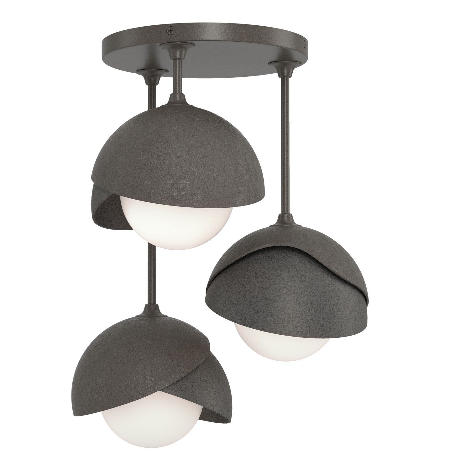 Hubbardton Forge - 121374-SKT-07-20-GG0711 - Three Light Semi-Flush Mount - Brooklyn - Dark Smoke