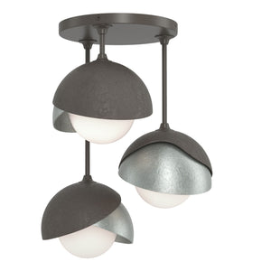 Hubbardton Forge - 121374-SKT-07-82-GG0711 - Three Light Semi-Flush Mount - Brooklyn - Dark Smoke