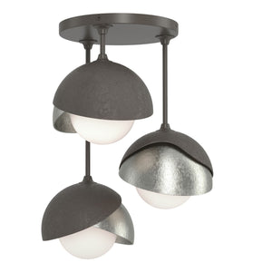 Hubbardton Forge - 121374-SKT-07-85-GG0711 - Three Light Semi-Flush Mount - Brooklyn - Dark Smoke