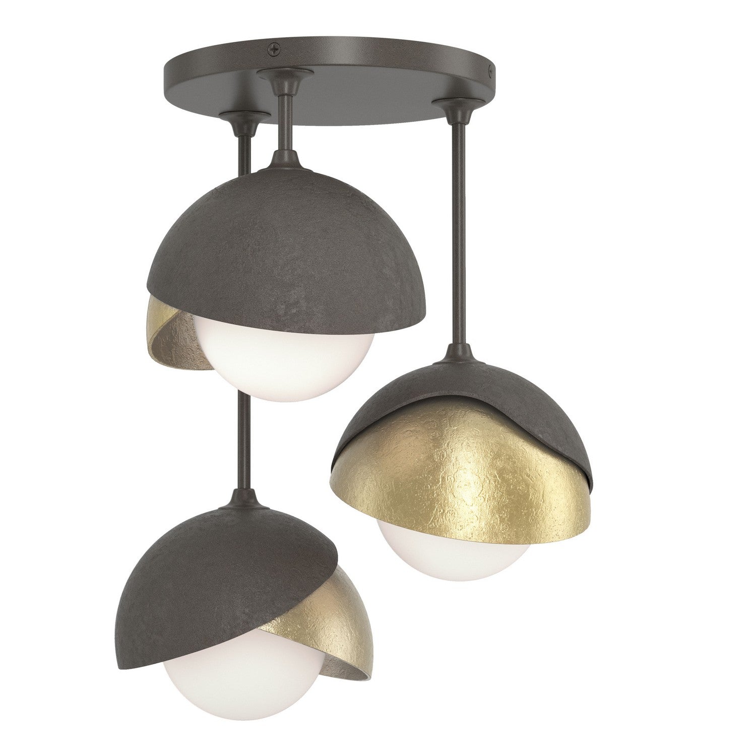 Hubbardton Forge - 121374-SKT-07-86-GG0711 - Three Light Semi-Flush Mount - Brooklyn - Dark Smoke