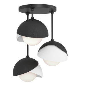 Hubbardton Forge - 121374-SKT-10-02-GG0711 - Three Light Semi-Flush Mount - Brooklyn - Black